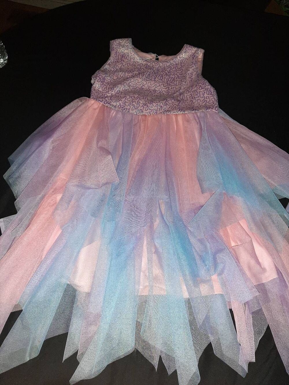 Girls 12 Bonnie Jean Sleeveless Sequin Rainbow Pink Dress Flower Girl  Party